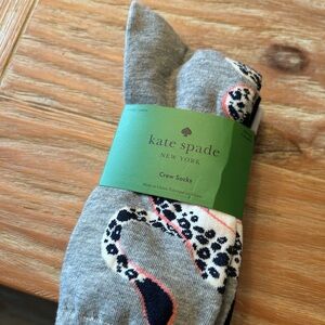Kate Spade Gray Socks with Pink and Black Design
